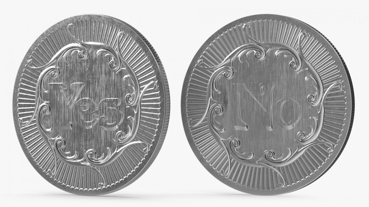 3D Yes or No Decision Maker Coin Silver