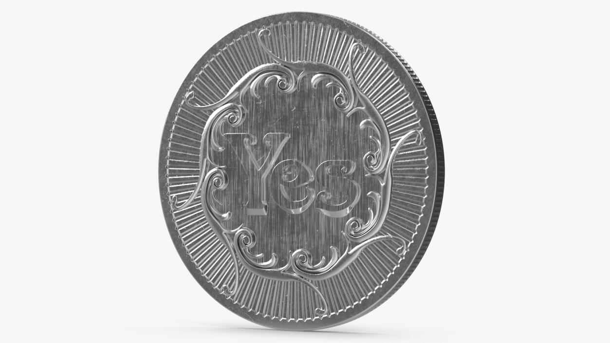 3D Yes or No Decision Maker Coin Silver