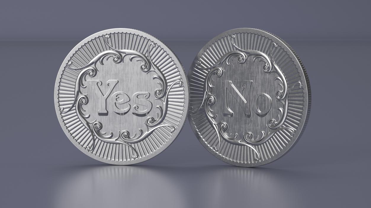 3D Yes or No Decision Maker Coin Silver