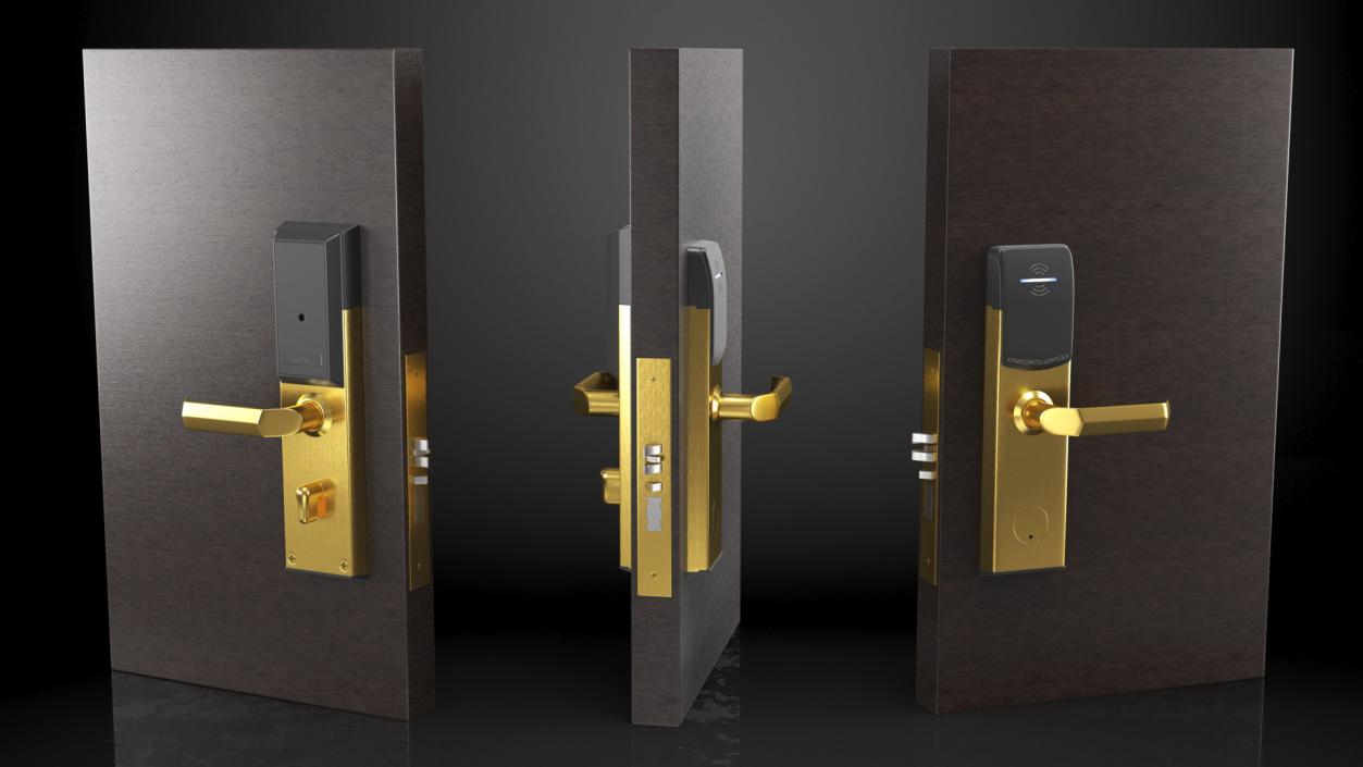 3D Smart RFID Hotel Door Lock Gold