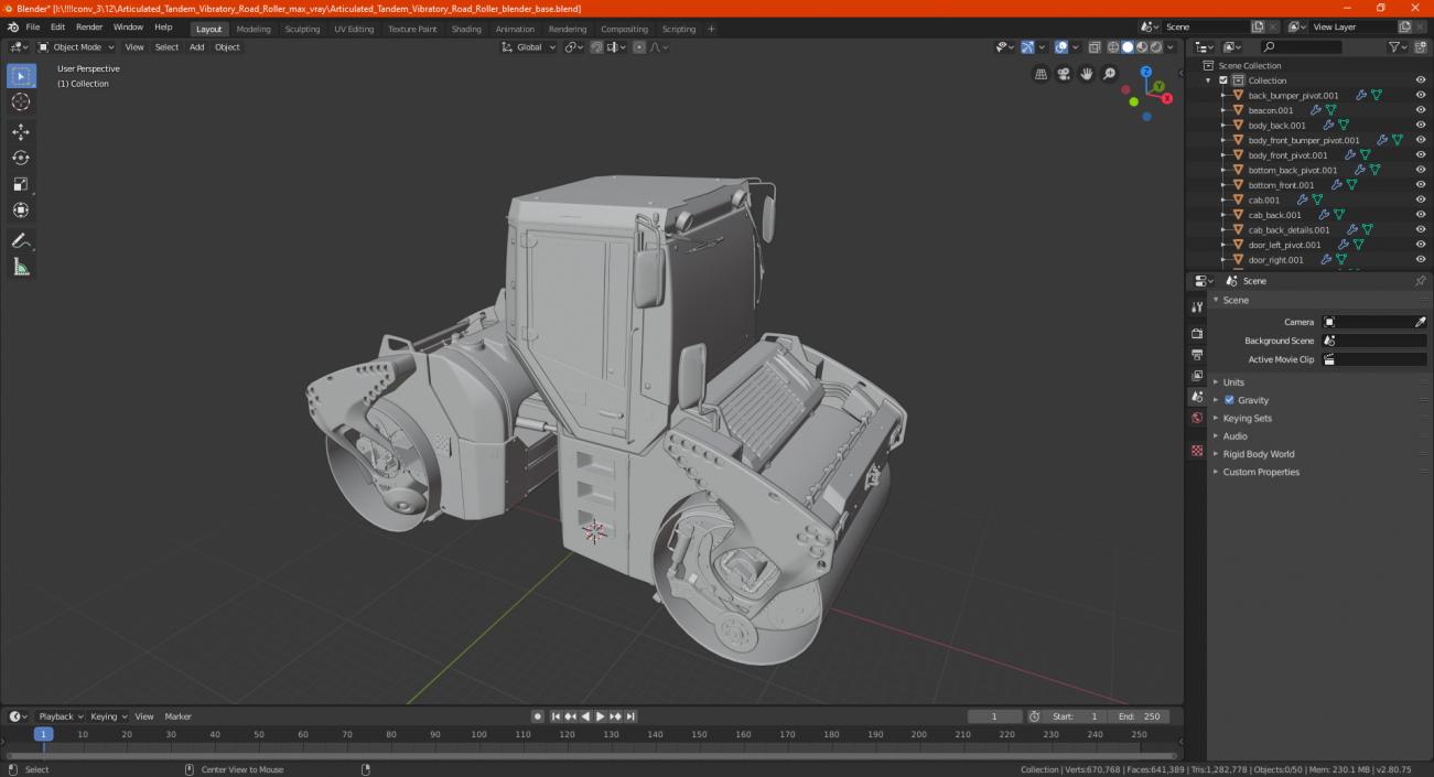 3D model Articulated Tandem Vibratory Road Roller