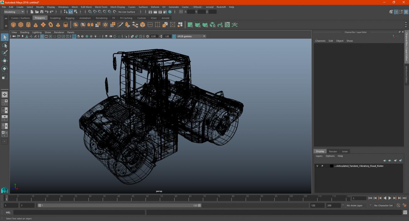 3D model Articulated Tandem Vibratory Road Roller