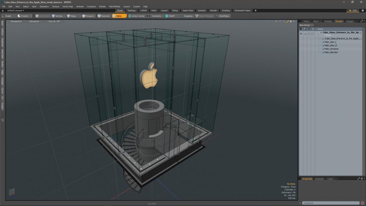 3D model Cube Glass Entrance to the Apple Store 2