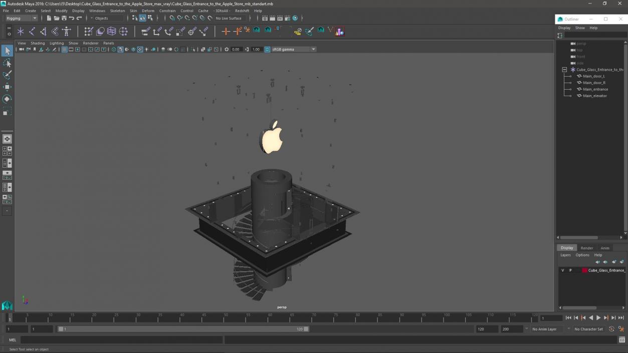 3D model Cube Glass Entrance to the Apple Store 2