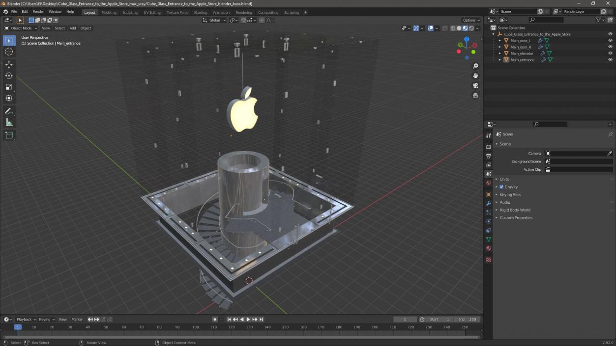 3D model Cube Glass Entrance to the Apple Store 2