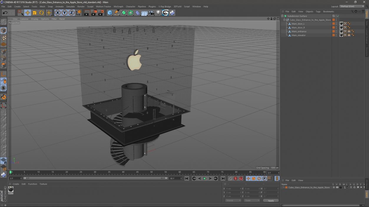 3D model Cube Glass Entrance to the Apple Store 2