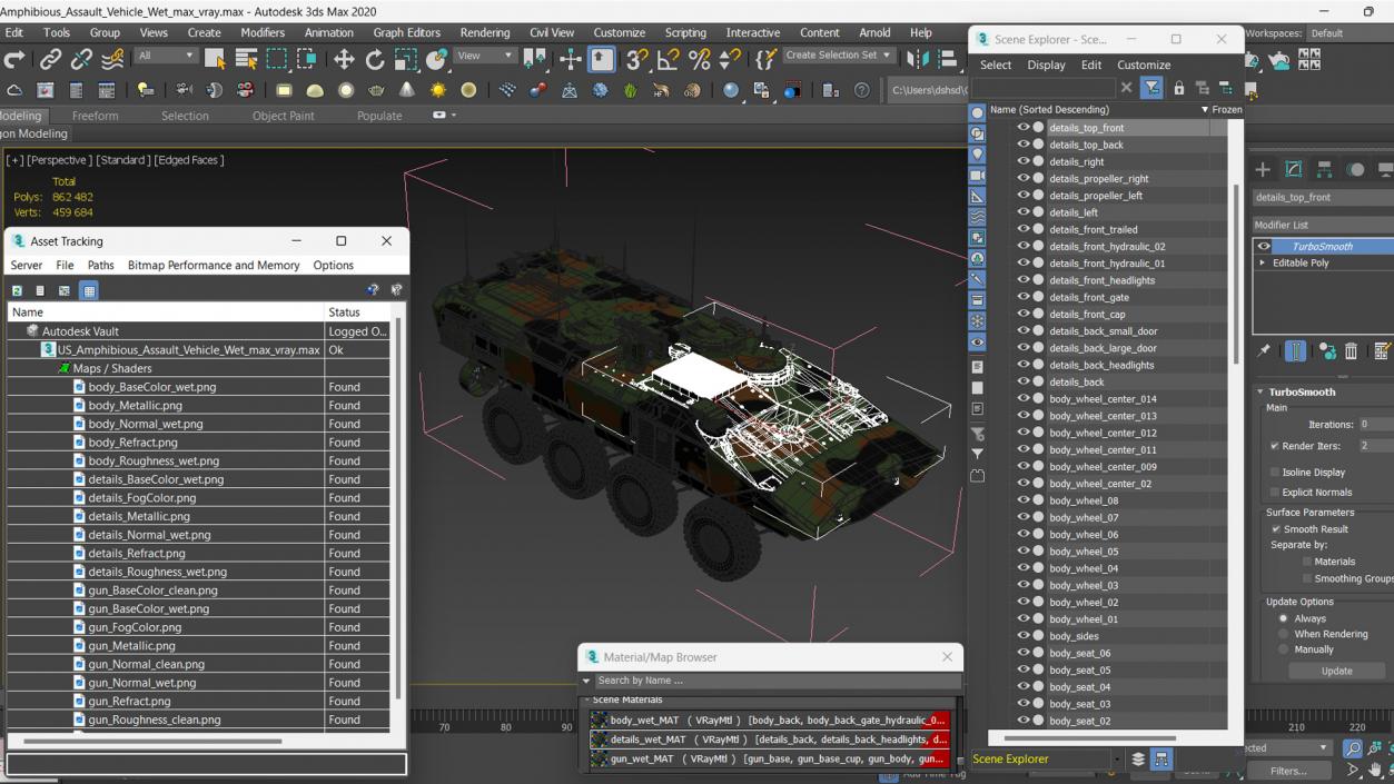 3D US Amphibious Assault Vehicle Wet model