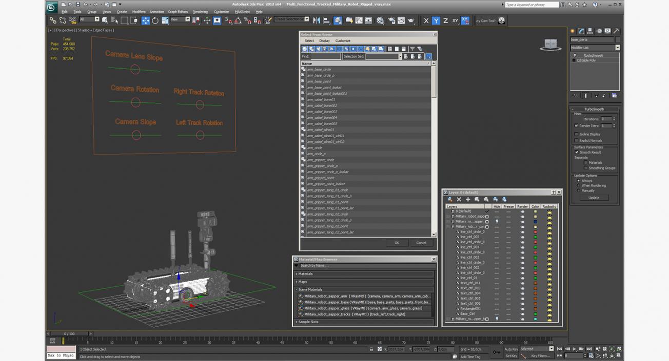 3D Multi Functional Tracked Military Robot Rigged