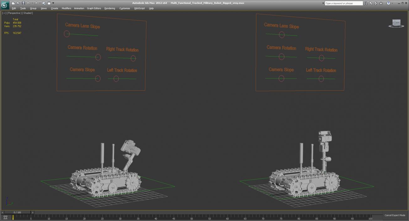 3D Multi Functional Tracked Military Robot Rigged