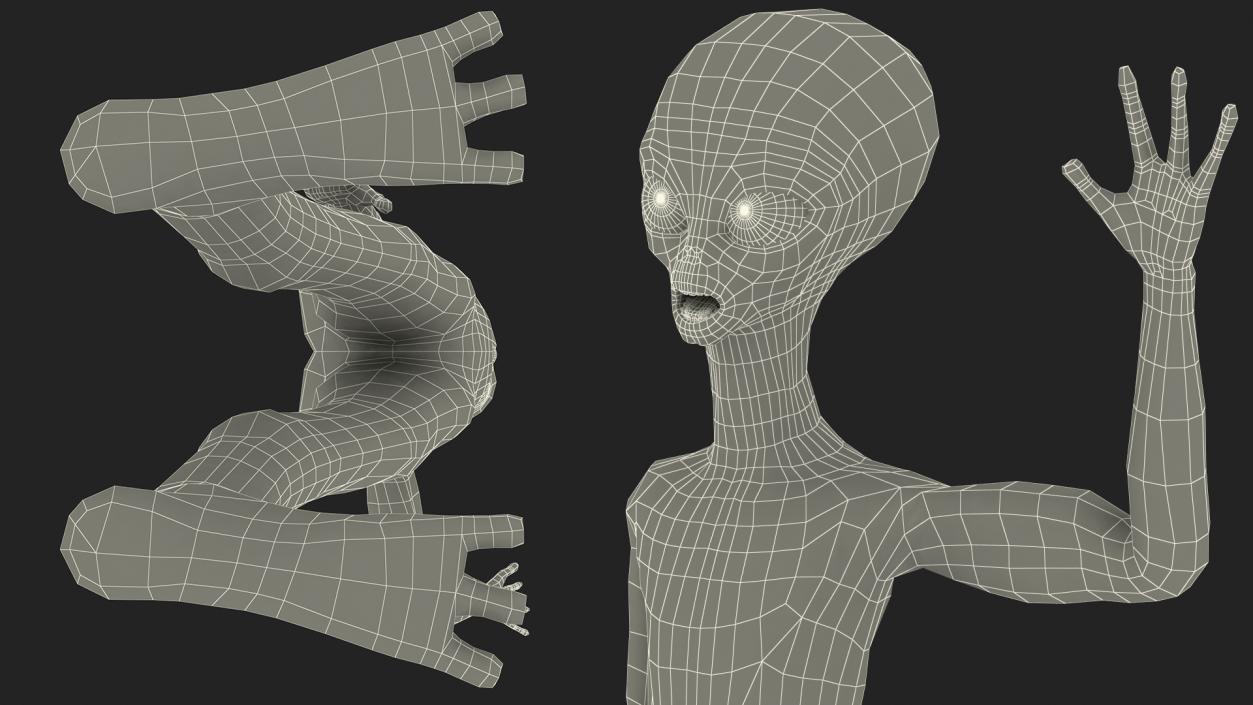 3D Cartoon Alien Greetings Pose model