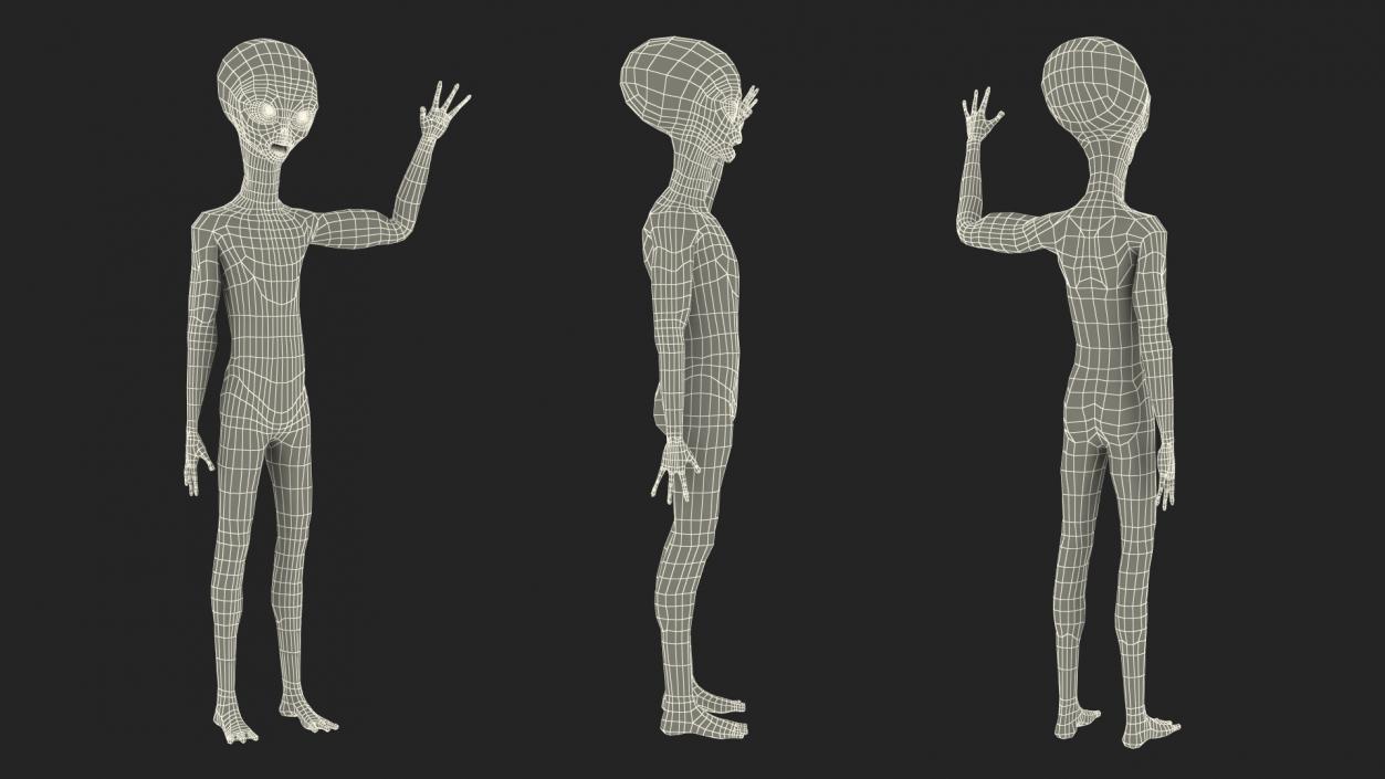 3D Cartoon Alien Greetings Pose model