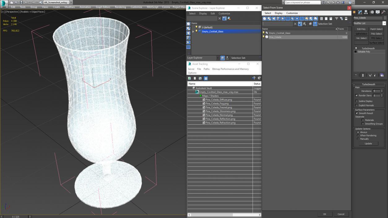 3D model Empty Cocktail Glass