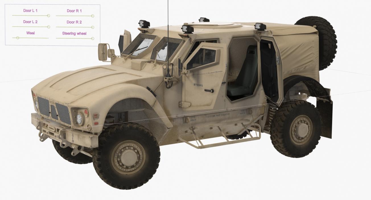 Oshkosh M-ATV Protected Military Vehicle Rigged 3D