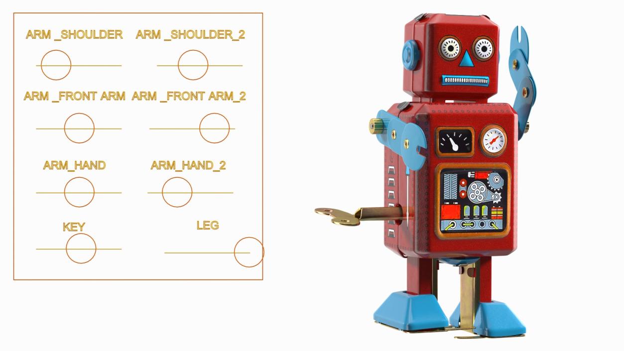 3D Tin Toy Retro Robot Rigged