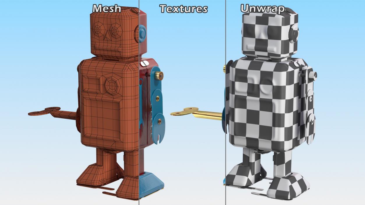 3D Tin Toy Retro Robot Rigged