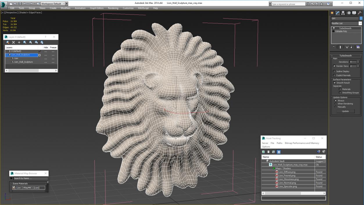 Lion Wall Sculpture 3D model