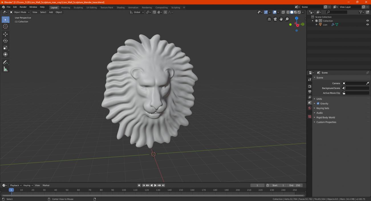 Lion Wall Sculpture 3D model