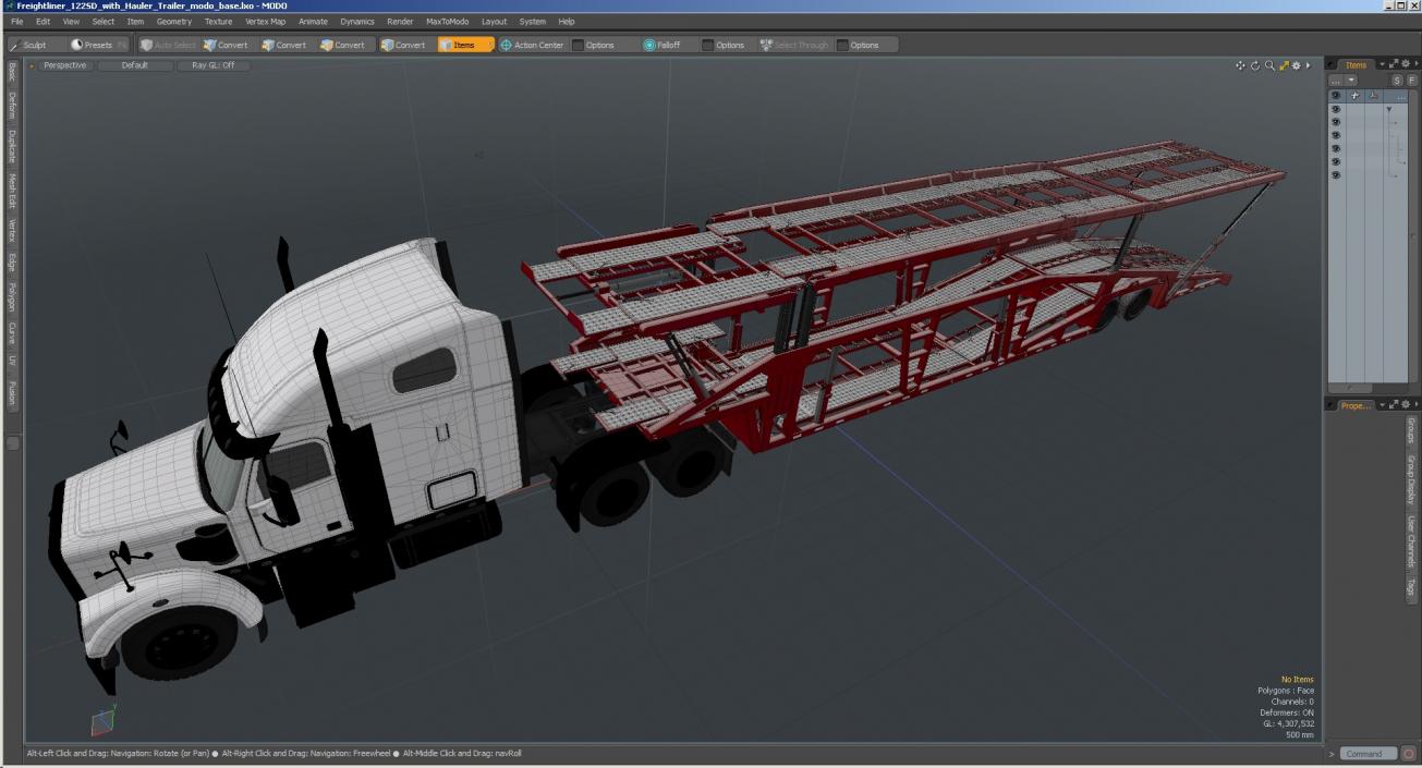 3D Freightliner 122SD with Hauler Trailer model