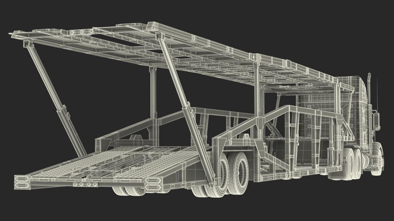 3D Freightliner 122SD with Hauler Trailer model