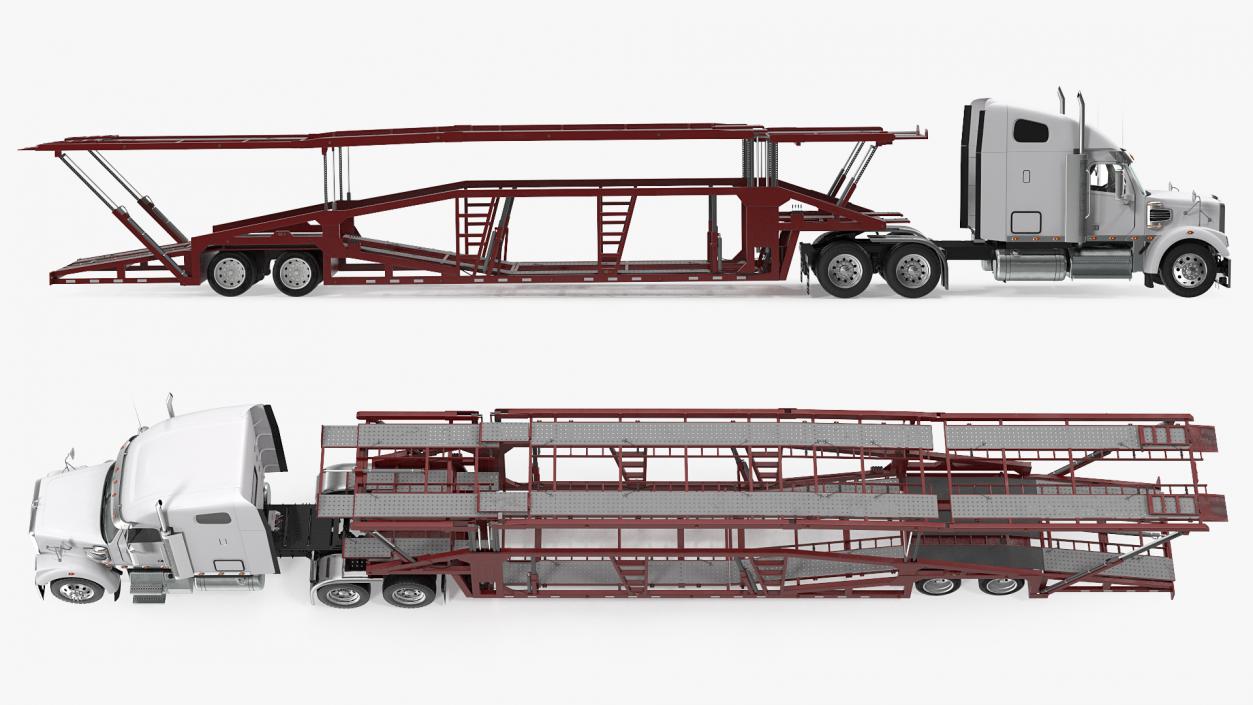 3D Freightliner 122SD with Hauler Trailer model