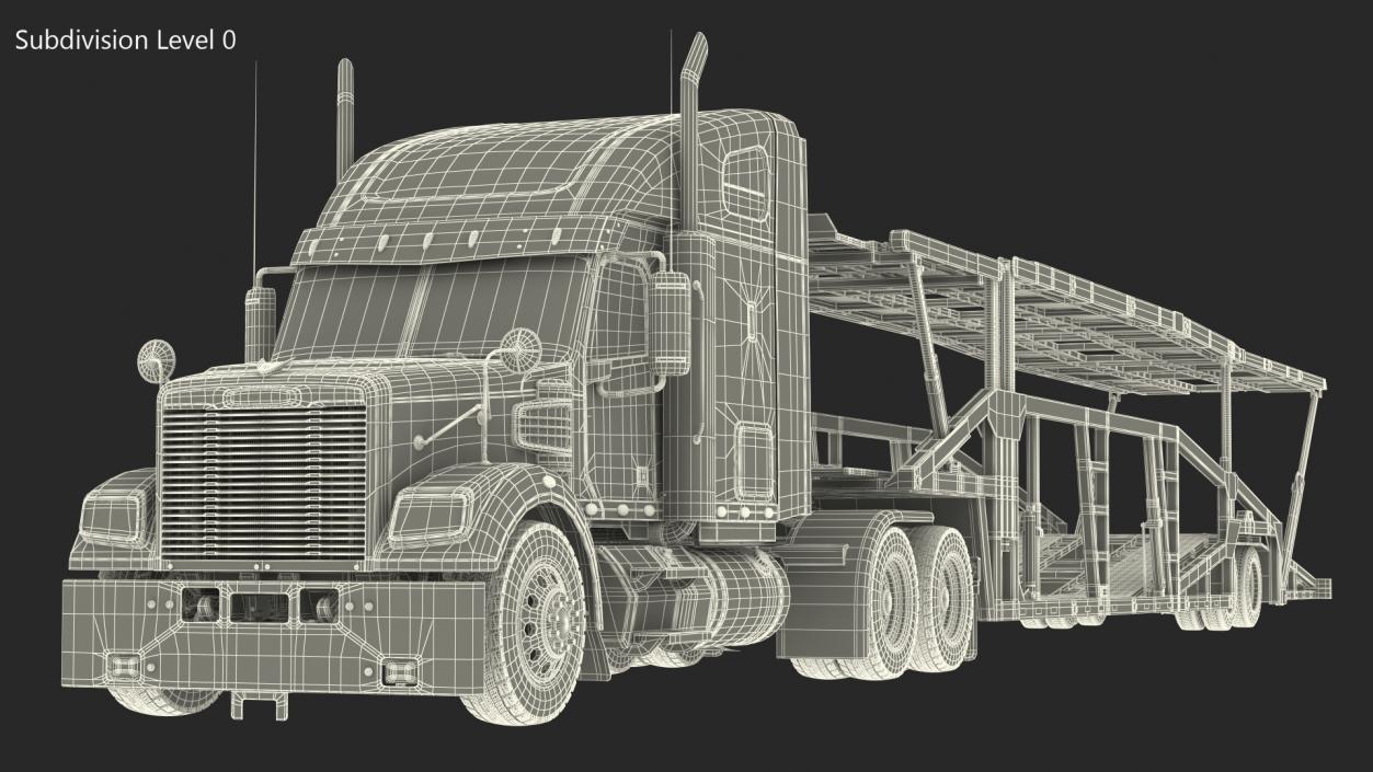 3D Freightliner 122SD with Hauler Trailer model