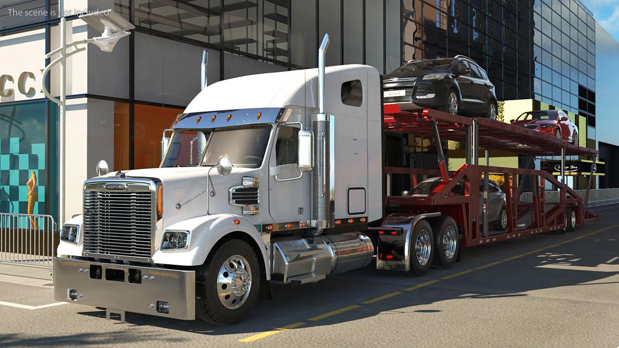 3D Freightliner 122SD with Hauler Trailer model