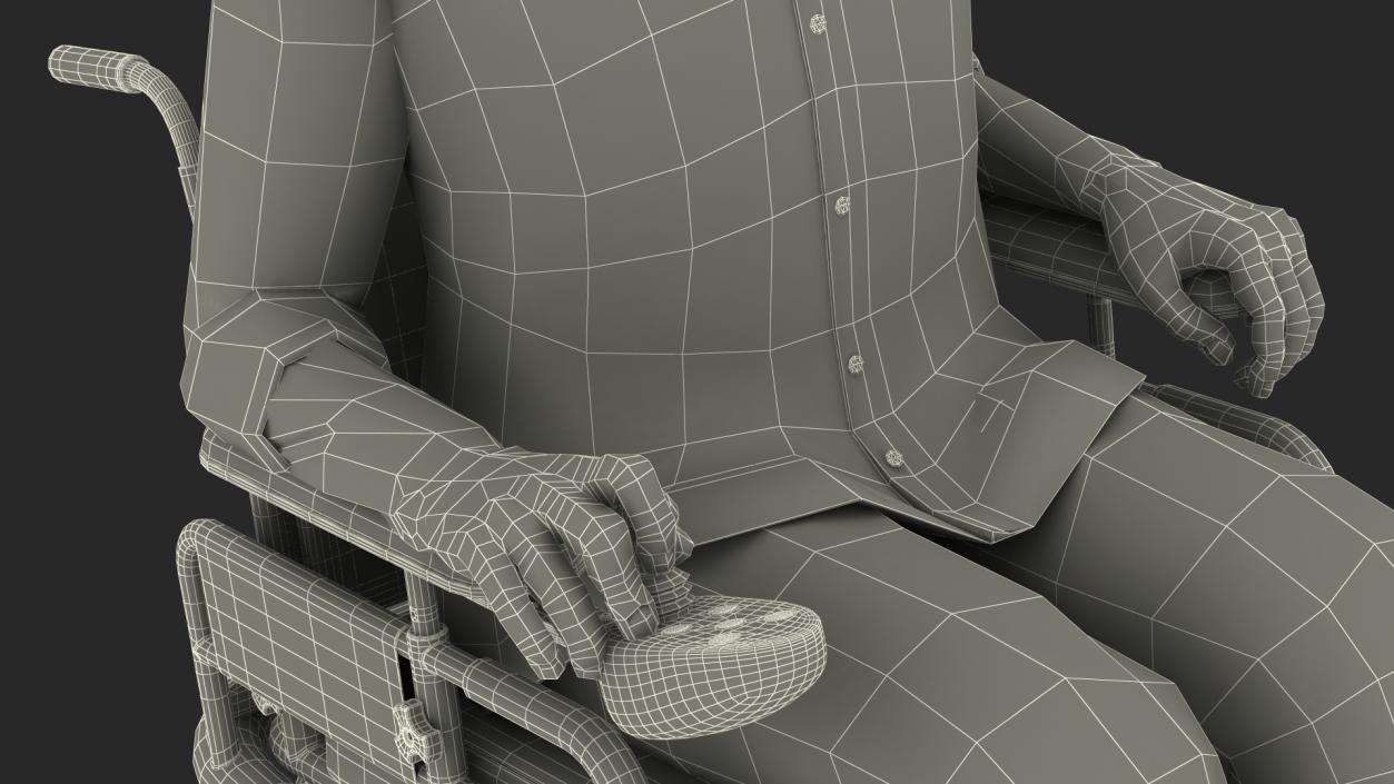 3D model Elderly Man Sitting in the Powered Wheelchair