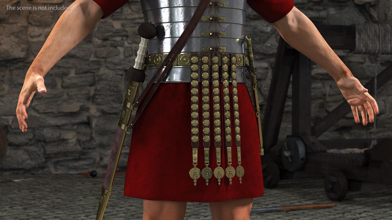 3D Veteran Roman Legionnaire A-Pose Fur