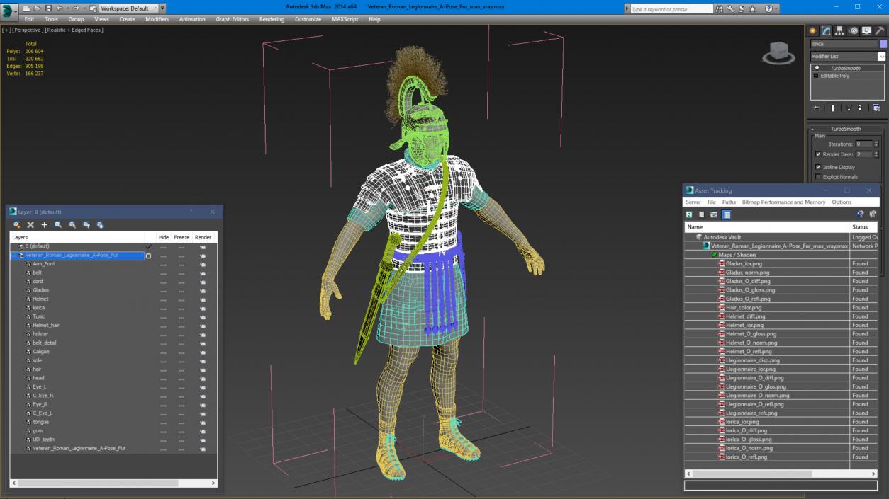 3D Veteran Roman Legionnaire A-Pose Fur