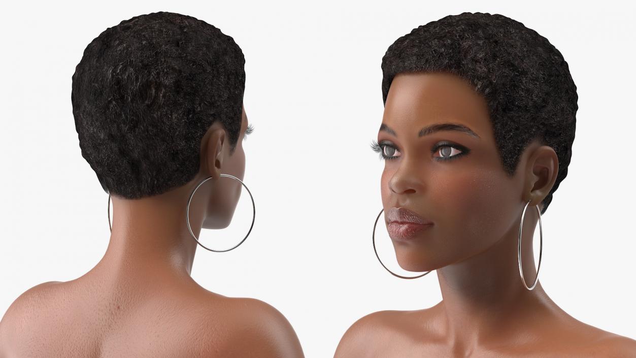 Nude Light Skin Black Woman Rigged 3D model