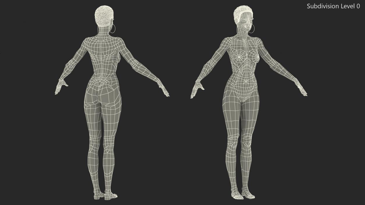 Nude Light Skin Black Woman Rigged 3D model