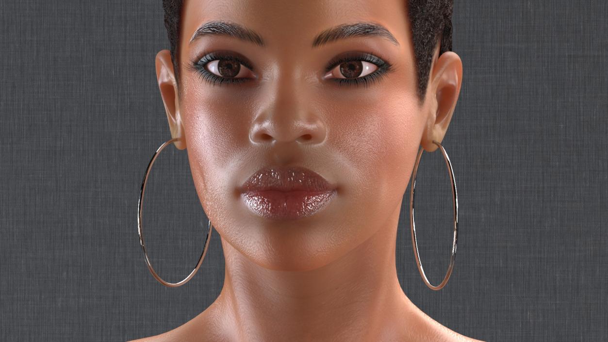 Nude Light Skin Black Woman Rigged 3D model