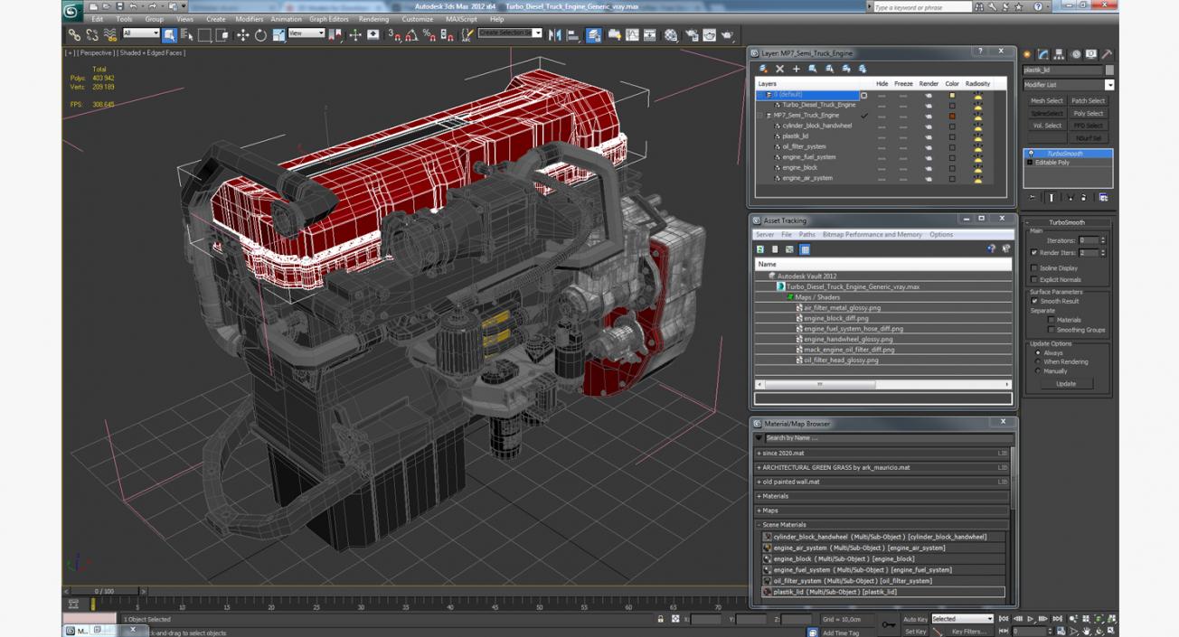 3D Turbo Diesel Truck Engine Generic model