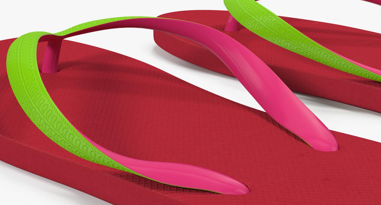 Classic Flip Flops for Women Red 3D