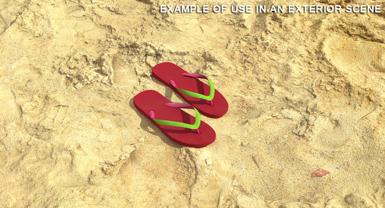 Classic Flip Flops for Women Red 3D