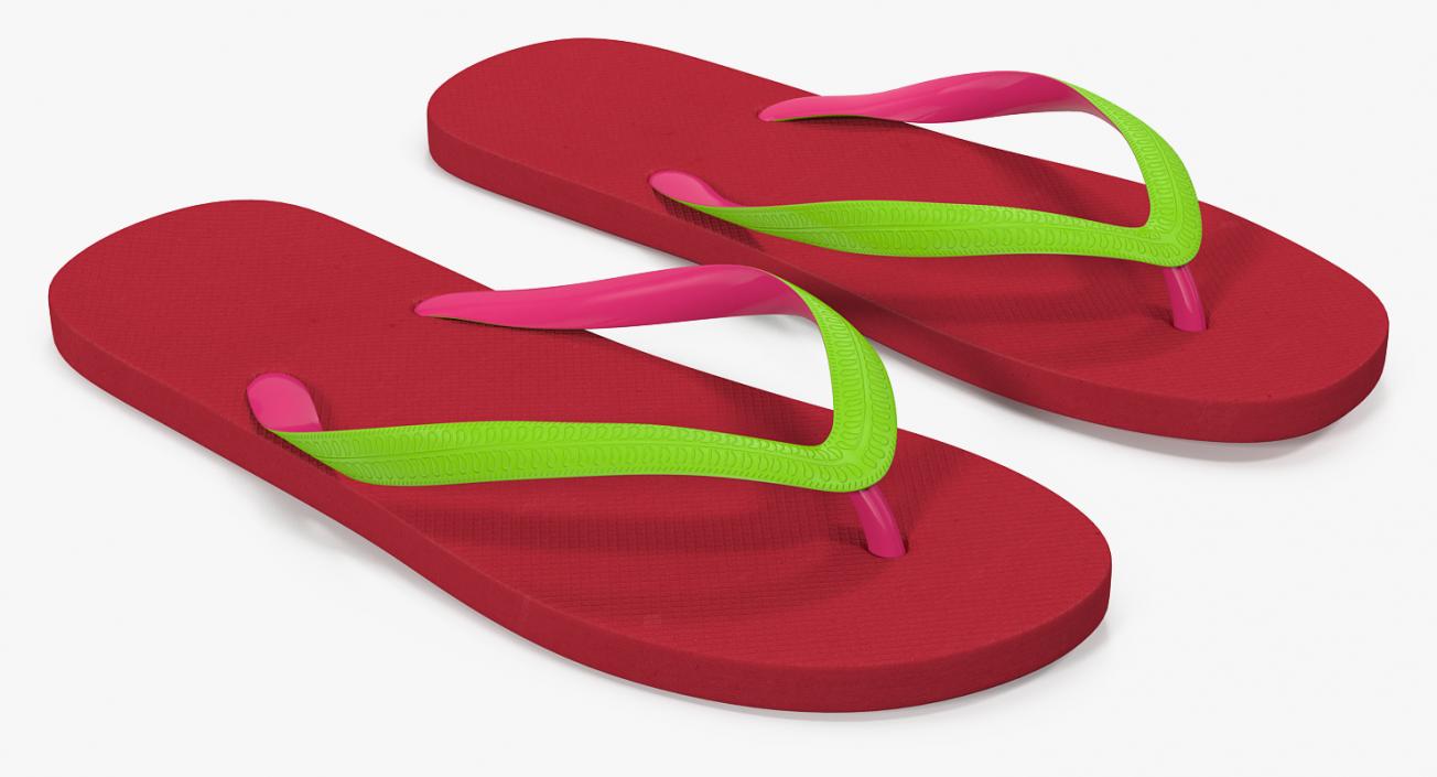 Classic Flip Flops for Women Red 3D