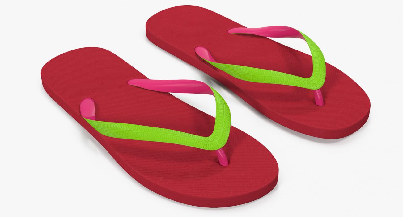 Classic Flip Flops for Women Red 3D