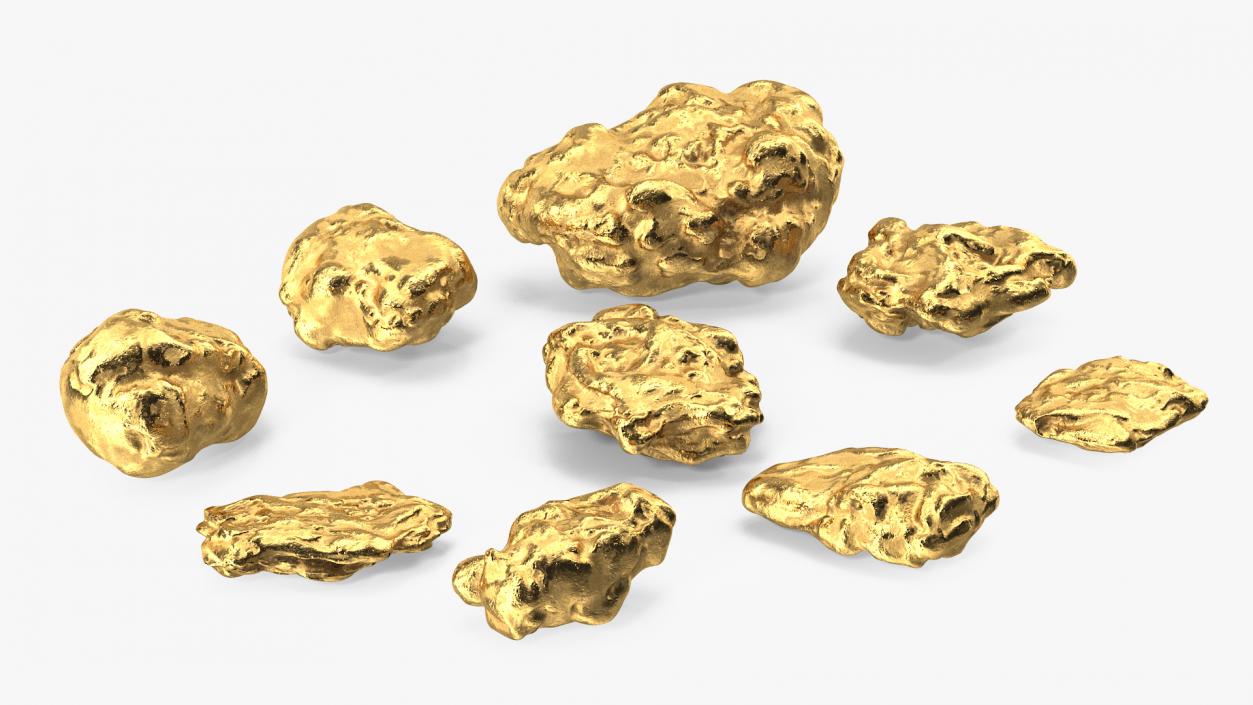 3D Metallic Minerals Gold Set