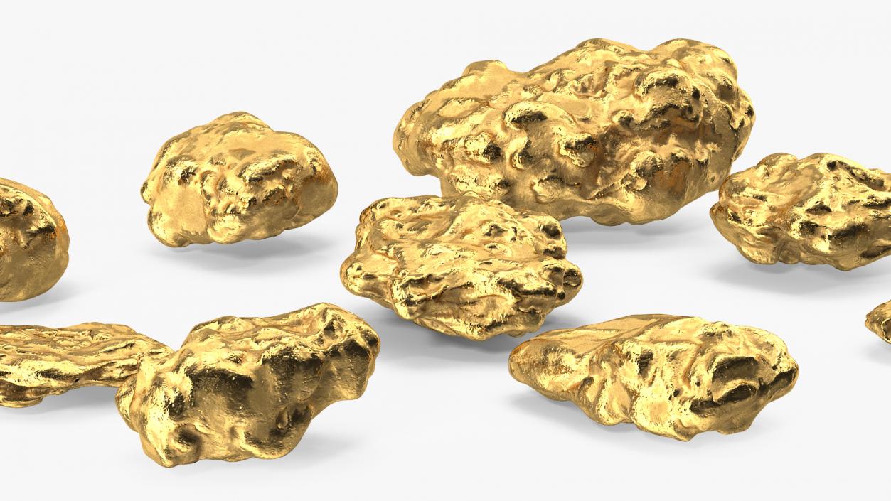 3D Metallic Minerals Gold Set