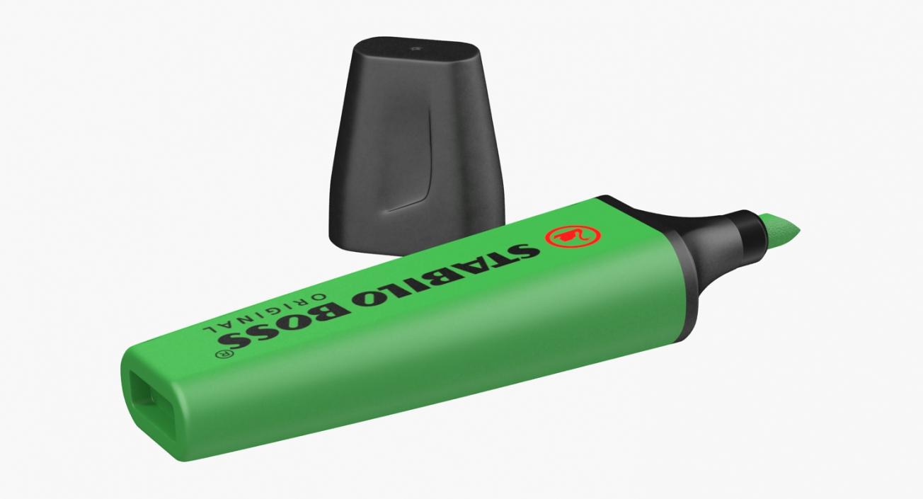 3D Fluorescent Green Highlighter Pen model