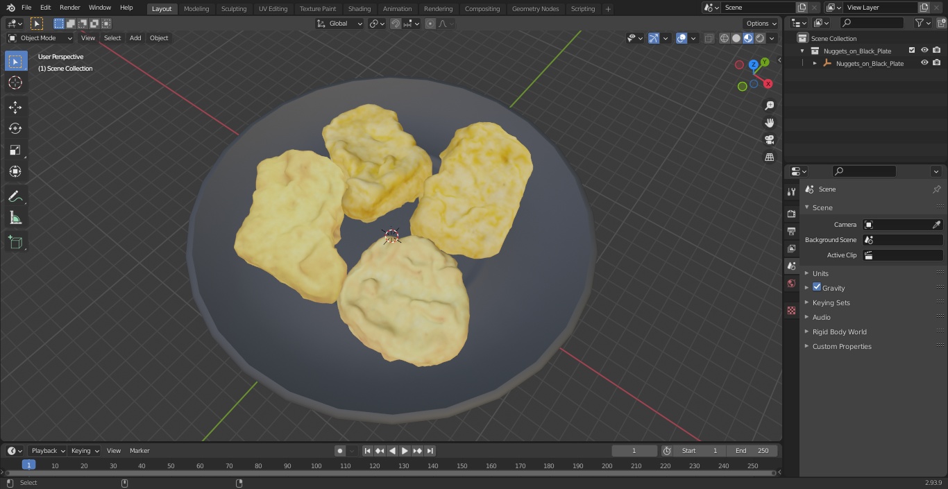 Nuggets on Black Plate 3D