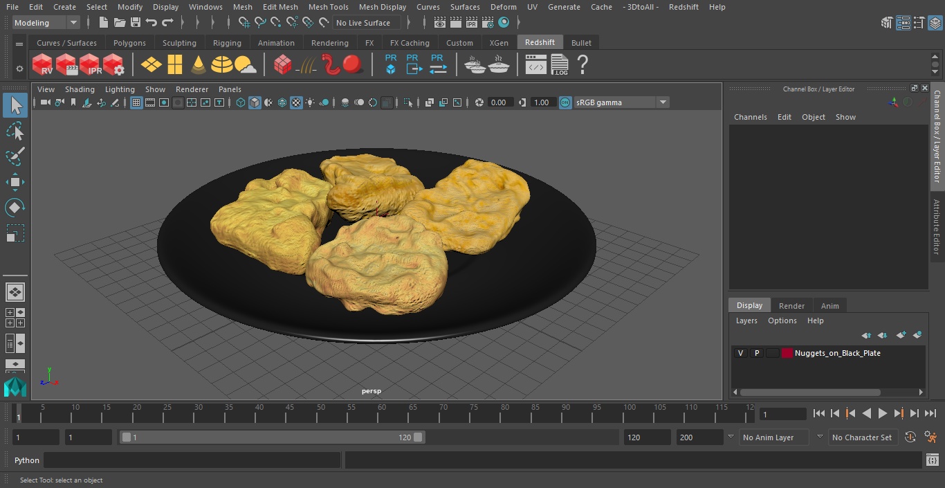 Nuggets on Black Plate 3D