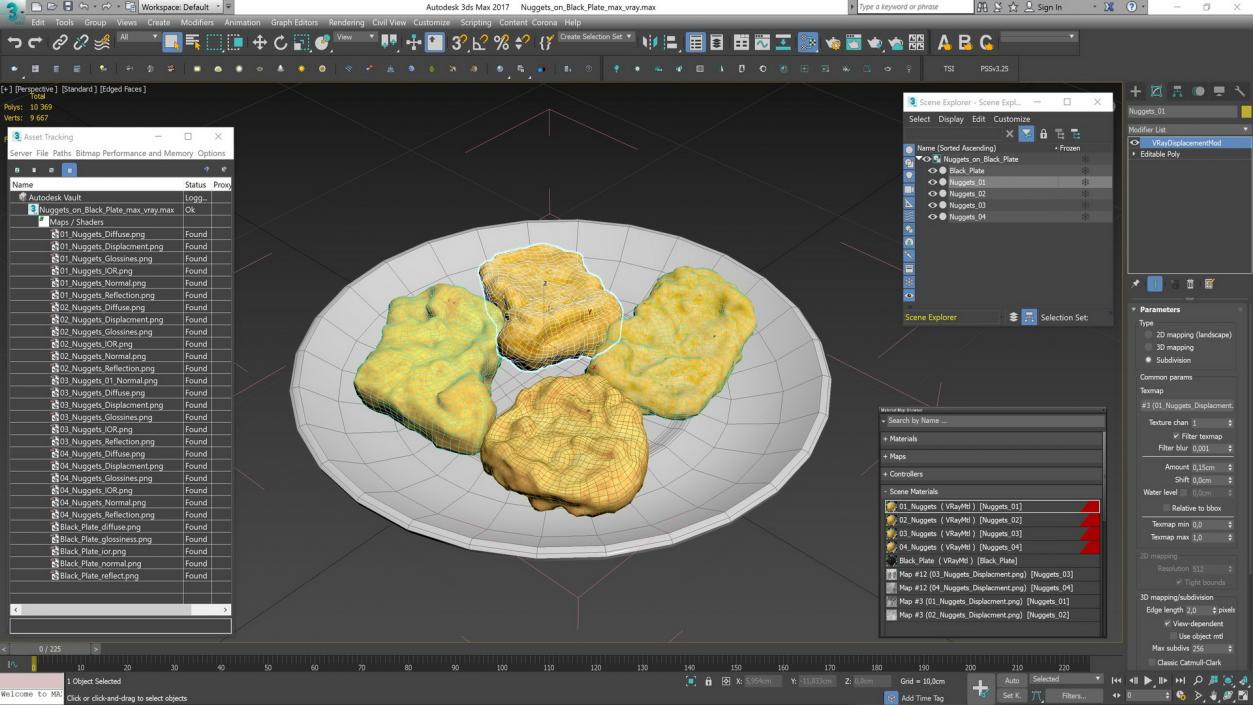 Nuggets on Black Plate 3D