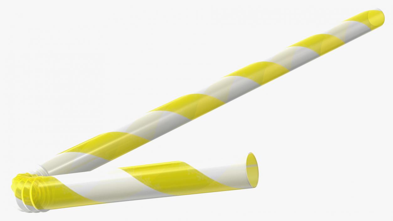 3D model Bendy Plastic Drinking Straw Yellow