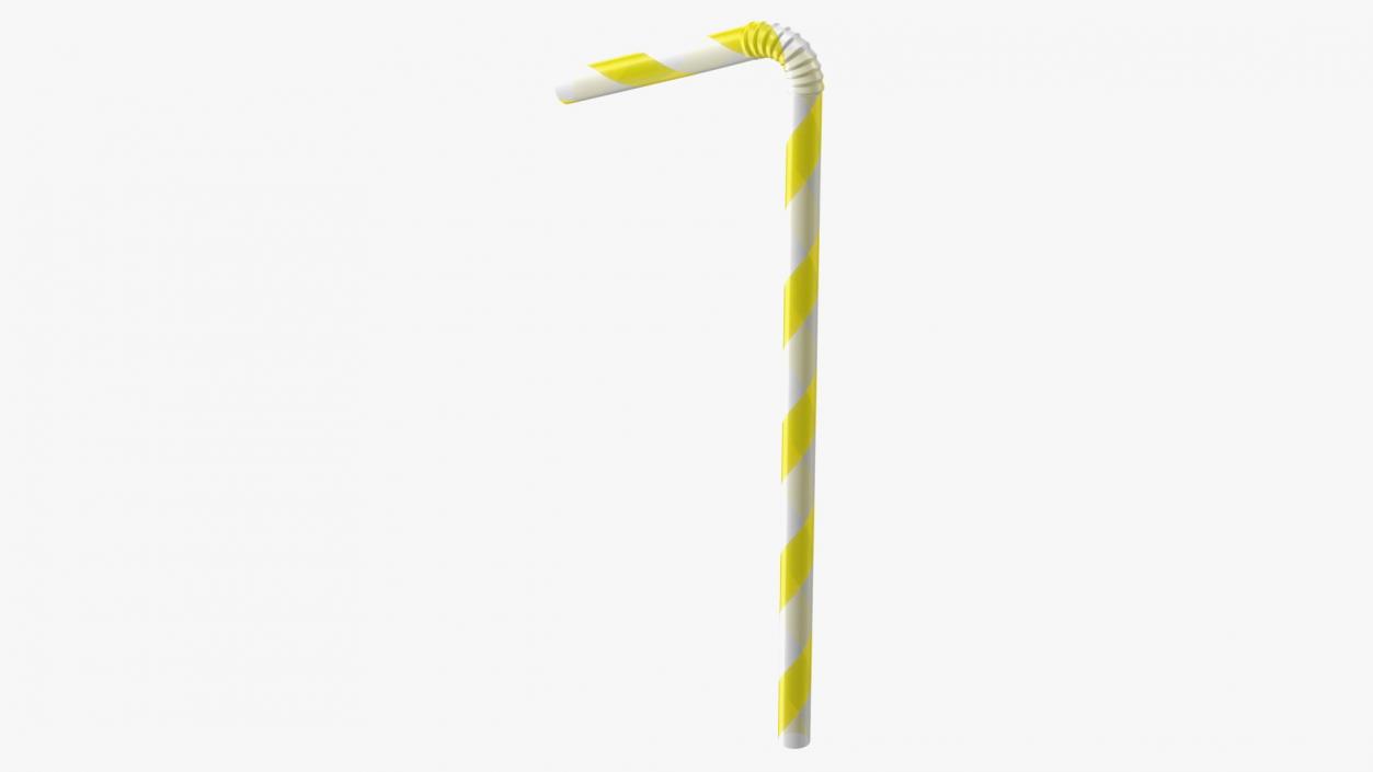 3D model Bendy Plastic Drinking Straw Yellow