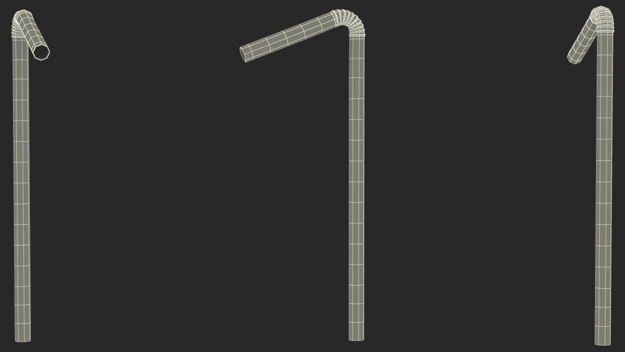 3D model Bendy Plastic Drinking Straw Yellow