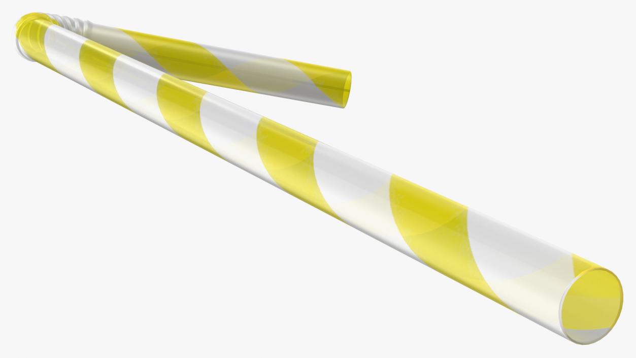 3D model Bendy Plastic Drinking Straw Yellow