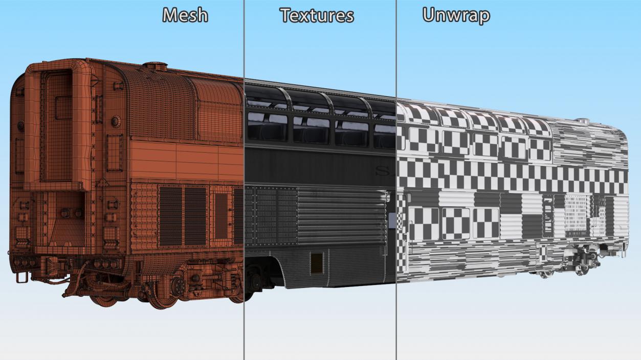 Double Decker Rail Car 3D