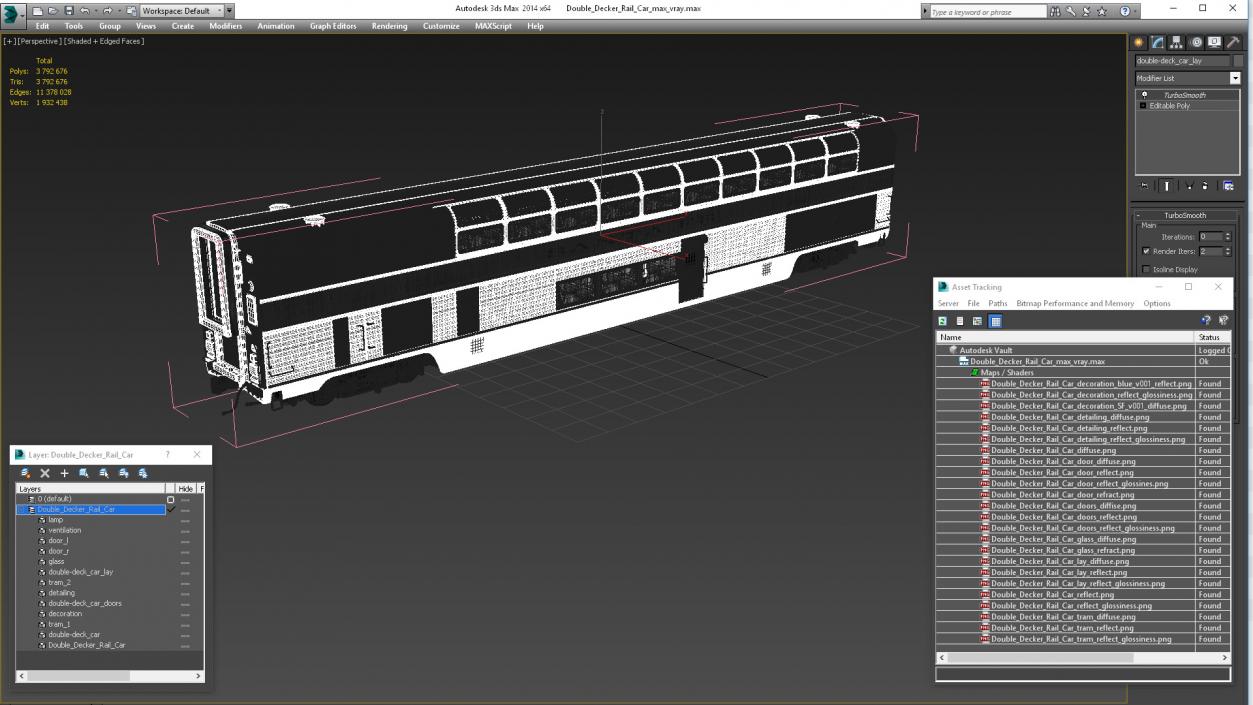 Double Decker Rail Car 3D