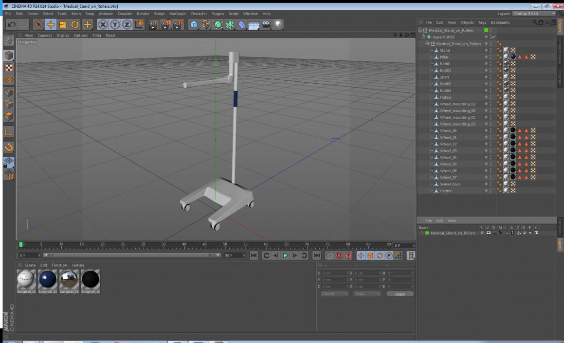 Medical Stand on Rollers 3D model